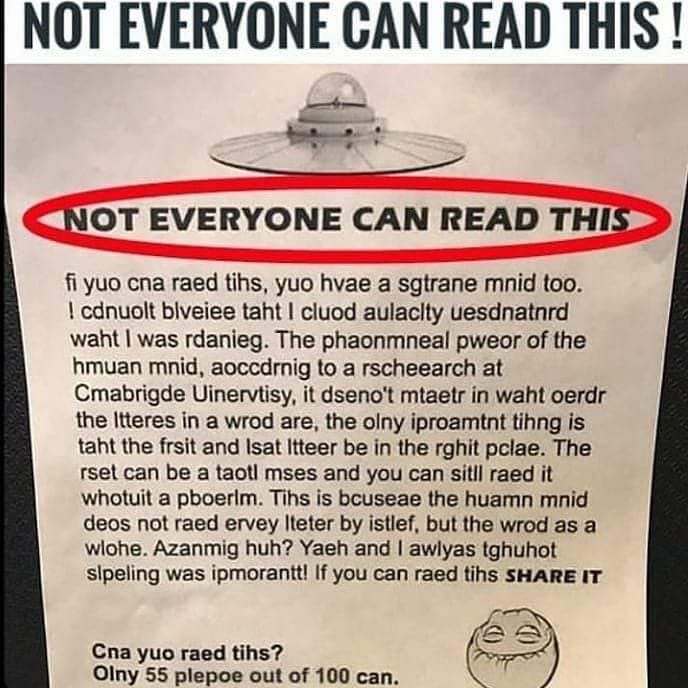 Only 55 out of 100 people can read this, can u?