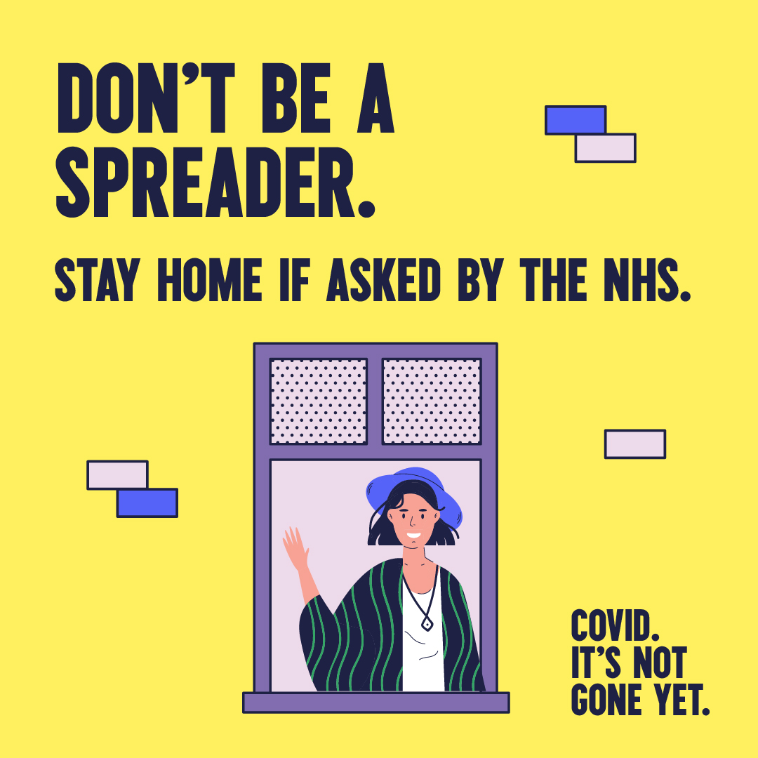 We know it’s annoying and for some people difficult to do, but if you are asked to stay at home by the NHS you need to do it.

Self-isolating is vital to stop the spread of #coronavirus and keep each other safe. 

#NotGoneYet