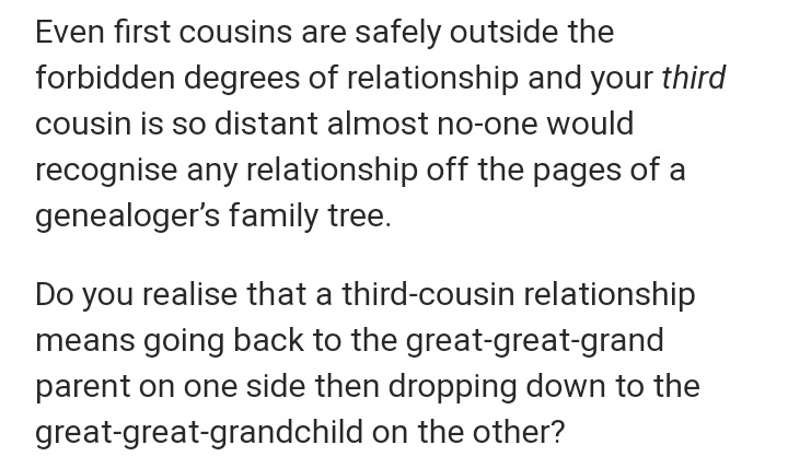 Conclusion = they are not close linked by blood so it's not incest