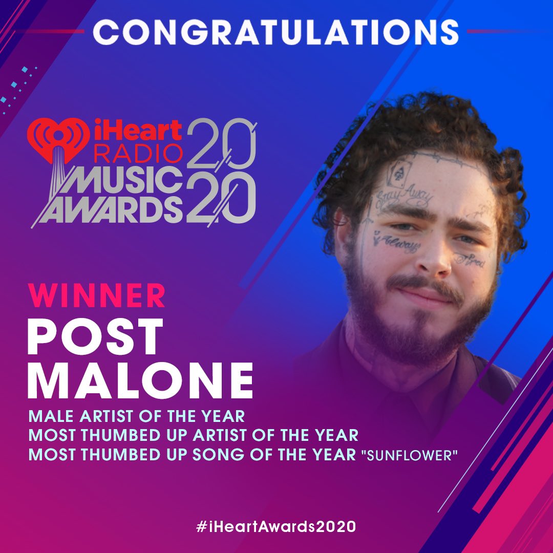 Posty (@PostMalone) on Twitter photo 2020-09-06 15:14:33 thank you @iHeartRadio thank you @iHeartRadio