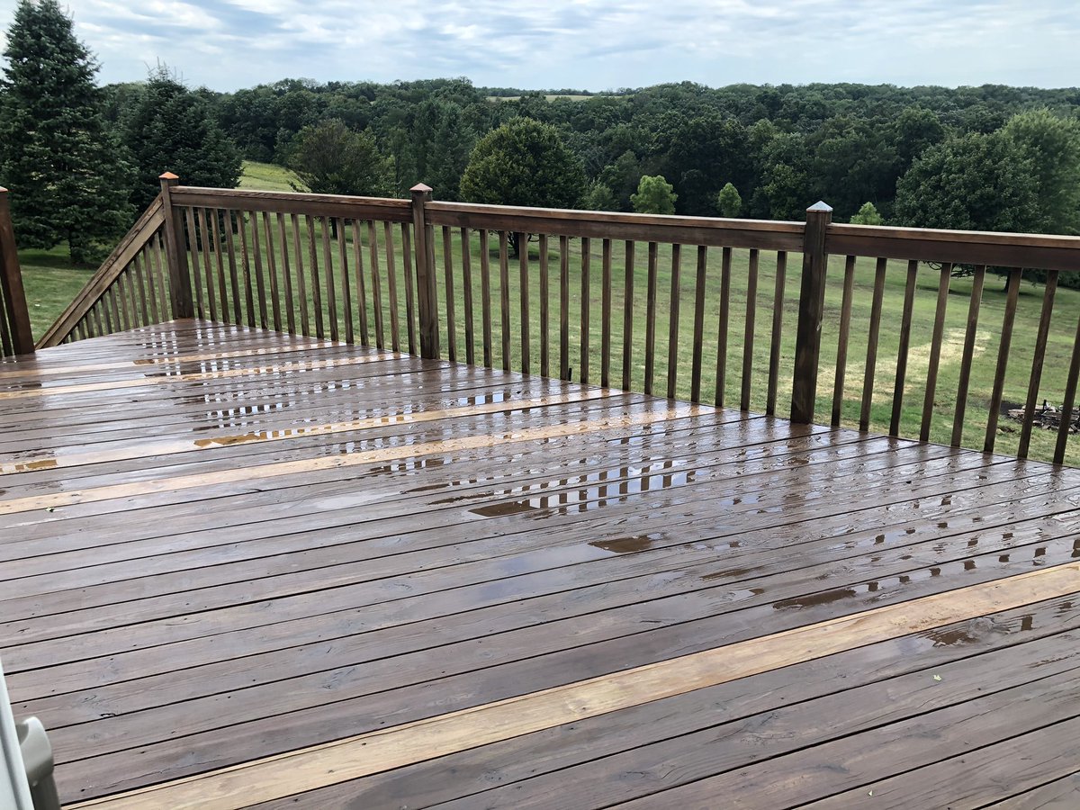 KyraMatkovichHR's tweet image. Crazy storms starting at about 3am - 12hr after staining the deck. Hopefully it was dry enough to resist water. Otherwise we start the entire process all over again. (Replaced the rotted &amp;amp; warped boards w/new. No one wants to fall through the deck.) #DIYproblems #HRShenanigans
