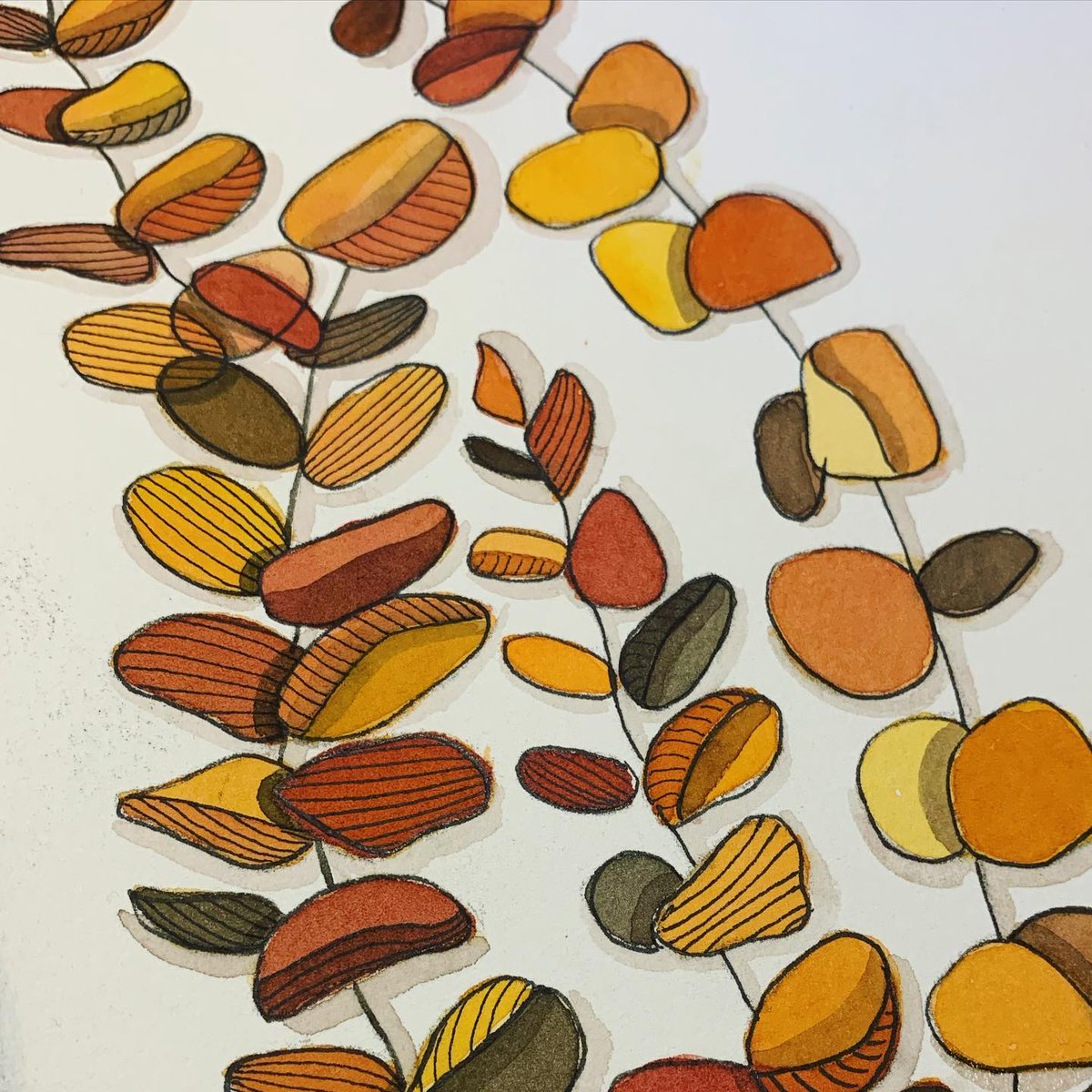 In attesa dell’autunno, l’altra stagione che amo. 
I colori sono caldi e rassicuranti, lievemente malinconici, occasione per fermarsi e ricaricarsi
#watercolor #watercolorpainting #painting #illustration #illustrazione #acquarello #acquarellosucarta