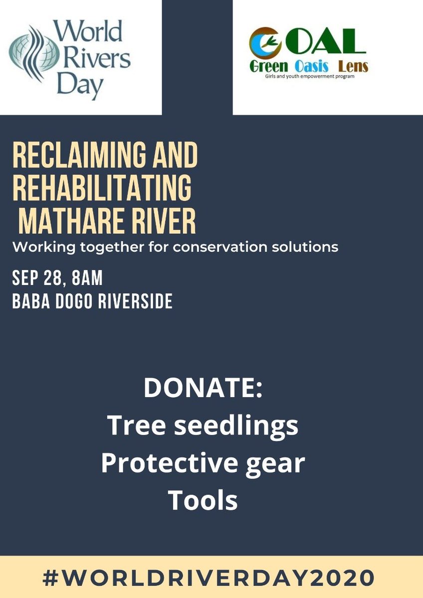 #worldriverday2020  the importance of the Rivers in the ecosystem, every living thing is alive because there is a river somewhere.
This year World River Daywill be celebrated across the world, in Nairobi Kenya we will have the Celebration of Mathare river 28/09/2020.