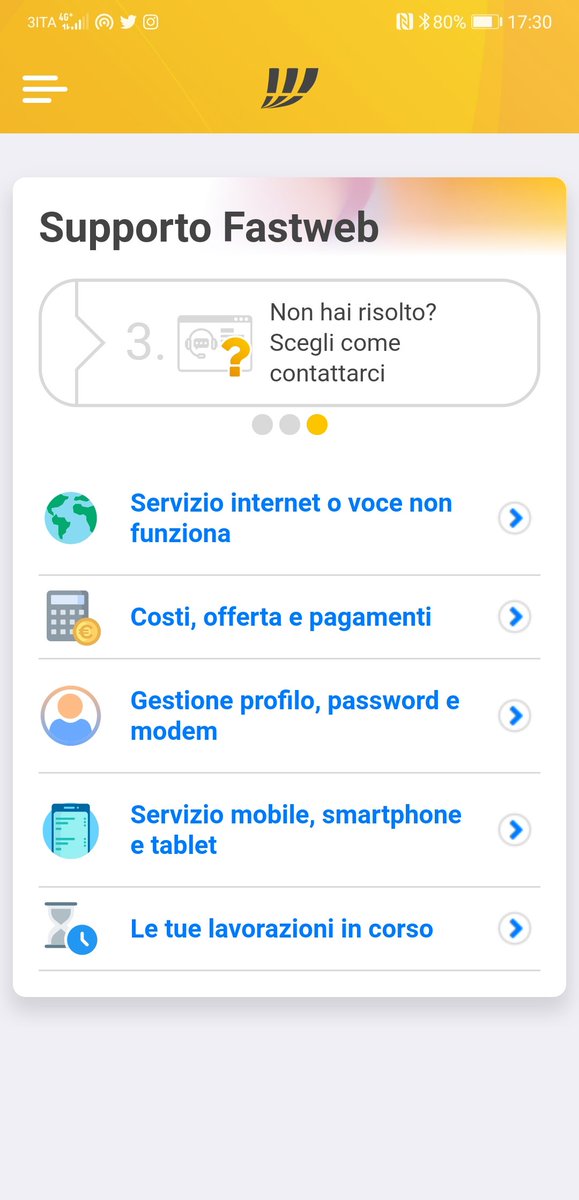 App #MyFastweb è un esempio di applicazione NON user friendly. La sezione supporto non permette in maniera semplice e chiara un contatto con l'assistenza. Nelle app come nei #Sitiweb è fondamentale far trovare velocemente le info desiderate al cliente.
#webdesign #webagency