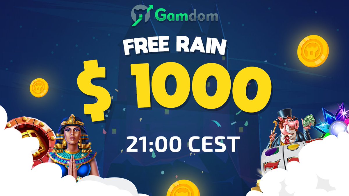gamdom's tweet photo. 💰 $1000 FREE RAIN INCOMING 💰

We will be hosting a $1000 FREE Rain at 9:00PM CEST - 3.5hrs from now!

🏷 $1000
🗓️ 06.09.2020
⏰ 21:00 (CEST)

Claim the free coins &amp; enjoy - don't forget to try out Money Train 2 which is the newest added slot!

🔗 https://t.co/amB2LrFLPt https://t.co/OX4sywUQad