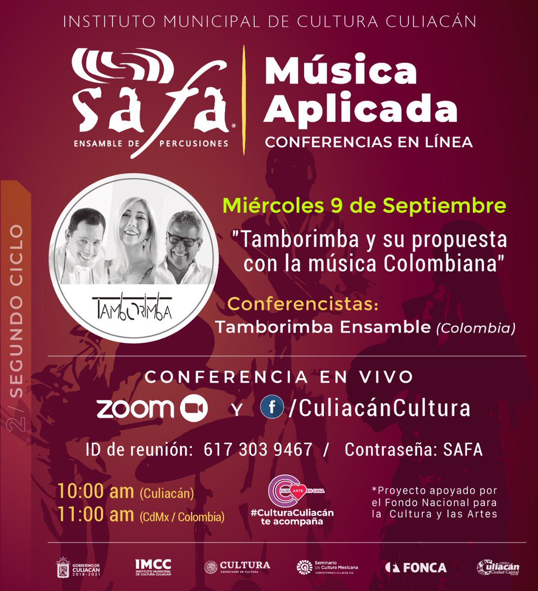 @tamborimba y su propuesta con la música Colombiana miércoles 9/9/20 info en el Banner. Los esperamos @FEPECEPANAMA @TakNarapercussi @DifusionESM @MusicaINBA @FomentoMusical @ConservatorioMc @famunicach @ContempoMxmusik @MusicAmericas @MusicosCDMX @CMMASorg @esayescuela @FONCAMX