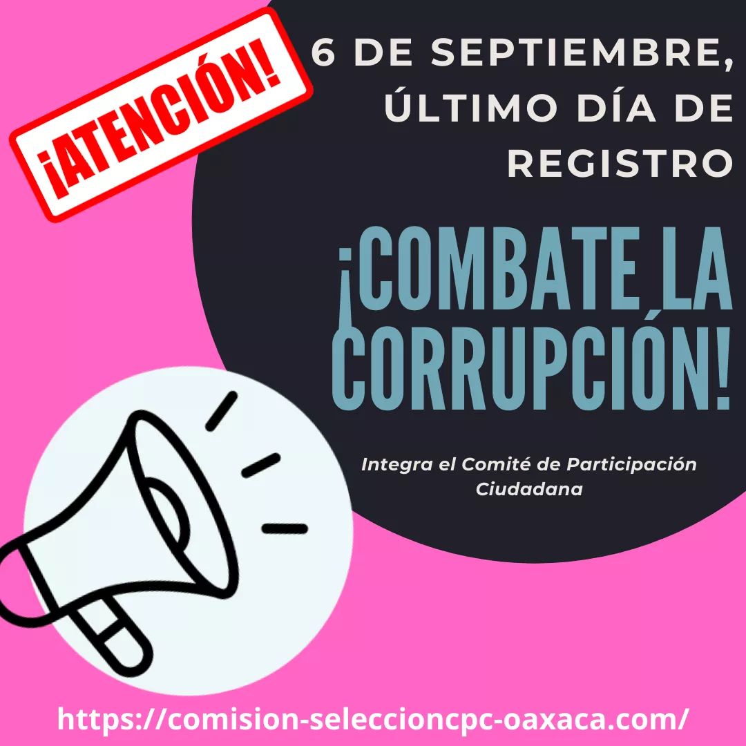 ComisionOaxaca's tweet photo. 📢 CONVOCATORIA para ocupar la vacante que dejó el C. Gaspar Jiménez Triste en el Comité de Participación Ciudadana, cargo que concluirá el 15 de enero de 2021.

Convocatoria 👉 https://t.co/VKxK3AbO7Q

Formatos 👉 https://t.co/bYGb8QhWQ8

Registro 👉 https://t.co/T5JsDTomJP https://t.co/SVTMia4DVj