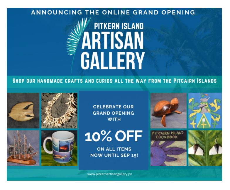PitcairnAdm's tweet photo. Today Pitcairn's Artisan Gallery goes online! Visit the website to buy Pitcairn curio hand crafted by the residents of this beautiful island. You'll enjoy browsing the wares and experiencing the creativity and talent of our local artisans.  

https://t.co/GA8QPclgP7 https://t.co/66mtL7xSXP