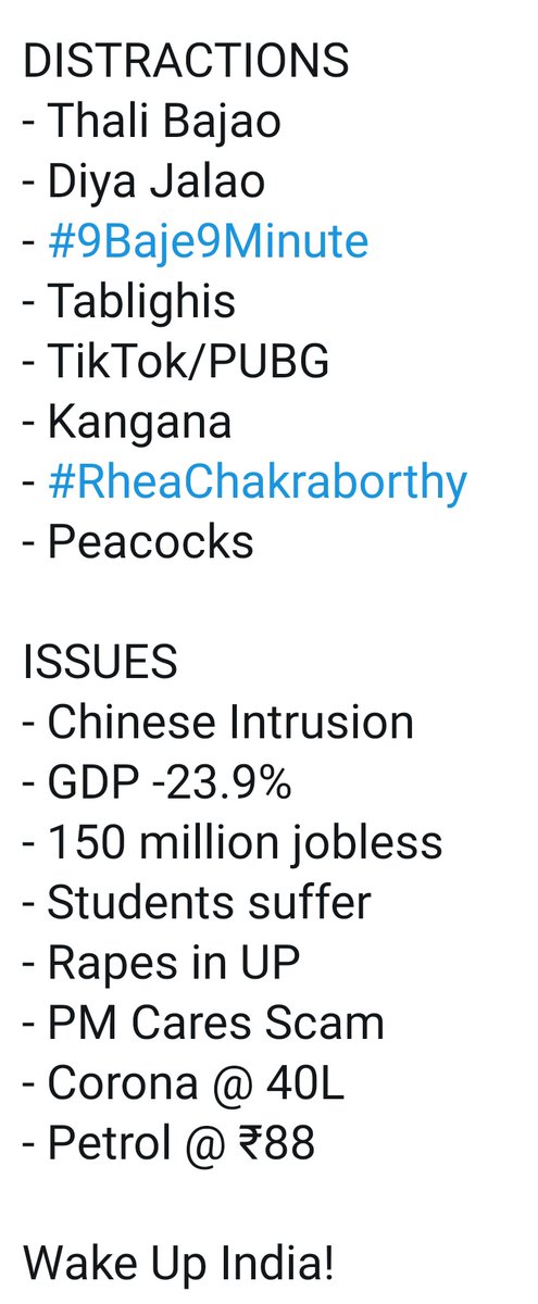 suboor021's tweet photo. Wake Up India, before It's too late!

A true Patriot is one who loves nd Stand for his Country,not for a Political Party!
Loving a political party blindly, doesn't make u a Patriot,.. Rather u make yourself a fool!

Understand The Difference!!
#9Baje9Minute
#RheaChakraborty https://t.co/4Tq6bAIRgO