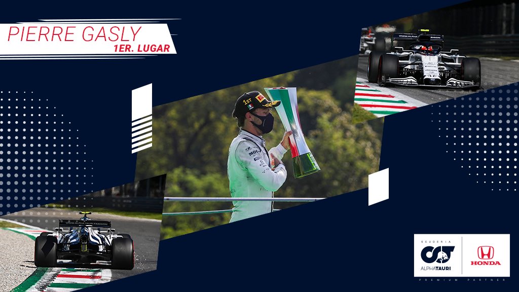 HondaMexico's tweet photo. ¡Muchas felicidades a @PierreGASLY, quien lideró el camino hacia la victoria en el #GPItalian obteniendo el primer lugar!🏎 🏁#HondaRacing https://t.co/Cx5QcUEnJg https://t.co/dlDrII2qTq