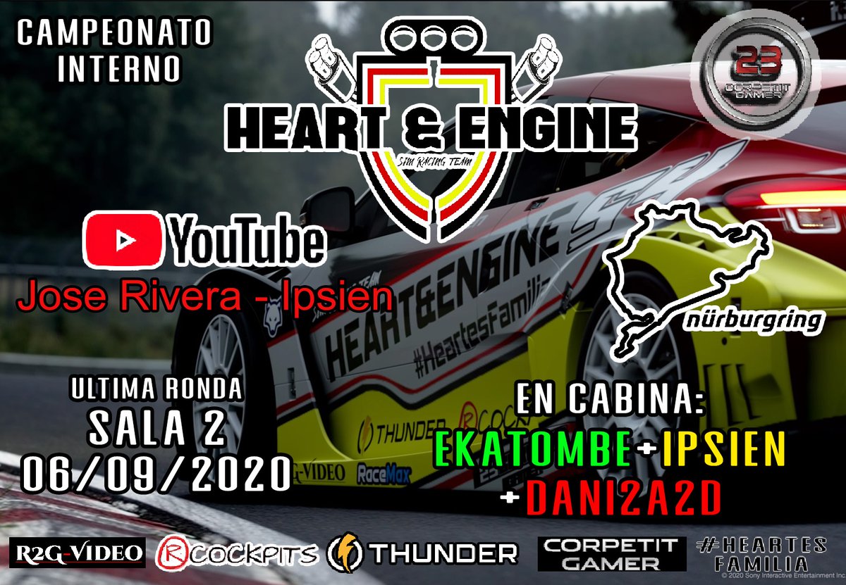 Última ronda del campeonato interno
A las 22h desde el canal de <a href="/JoseRiveraMar13/">Jose Rivera - ipsien</a> os esperamos!!!!
<a href="/RCOCKPITS_Sim/">RCOCKPITS</a>
<a href="/Thunder_Clothes/">Thunder Clothing</a>
@r2gvideo <a href="/RaceMax2/">RaceMax</a>