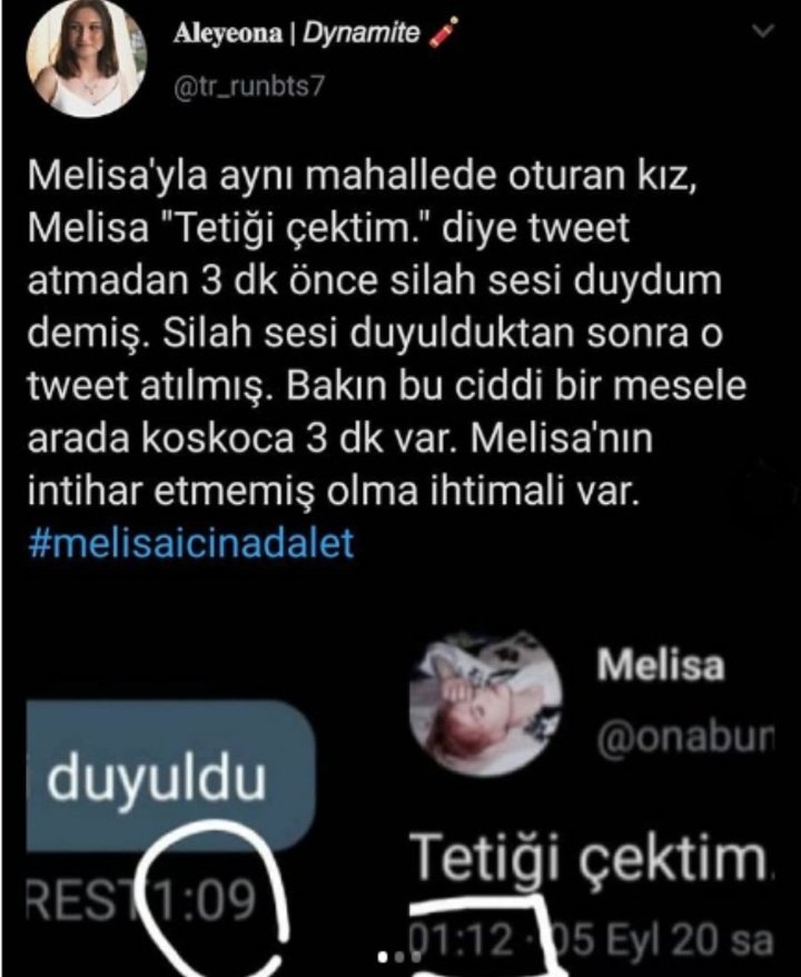 goldenngarcee's tweet photo. Böyel bir durum var ortada ve o cani tartıştıklarını söylüyor!!! İntihar yerine bir cinayet olabilir bu #melisaicinadalet #melisaicinadaletistiyoruz #Melisa https://t.co/t05OZ5DvKy