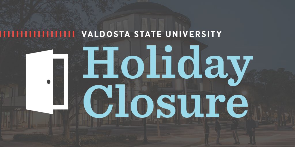 Valdosta State University will recognize the Labor Day holiday on Monday, Sept. 7. 

Normal business operations and classes will resume at 8 a.m. on Tuesday, Sept. 8. #VState #BlazerNation