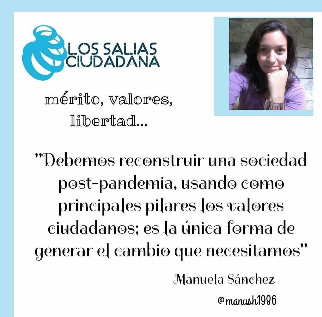 SAACiudadana's tweet photo. 🗣️ "Debemos reconstruir una sociedad post-pandemia, usando como principales pilares los valores ciudadanos; es la única forma de generar el cambio que necesitamos"

~ Manuela Sánchez (@manush1996) https://t.co/xrHwGrgTQg