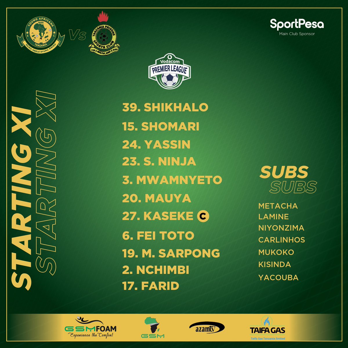 voiceofbongo's tweet photo. LIGI KUU BARA: Kutokea kwenye Uwanja wa Benjamin William Mkapa, Dar es Salaam
Kikosi cha Yanga kilichoanza
10'
Yanga SC 0-1 Tanzania Prisons
⚽ Sabiyanka 7'
#VPL
#YNGTP
#VoBSPORTS https://t.co/6kXqwKjNus