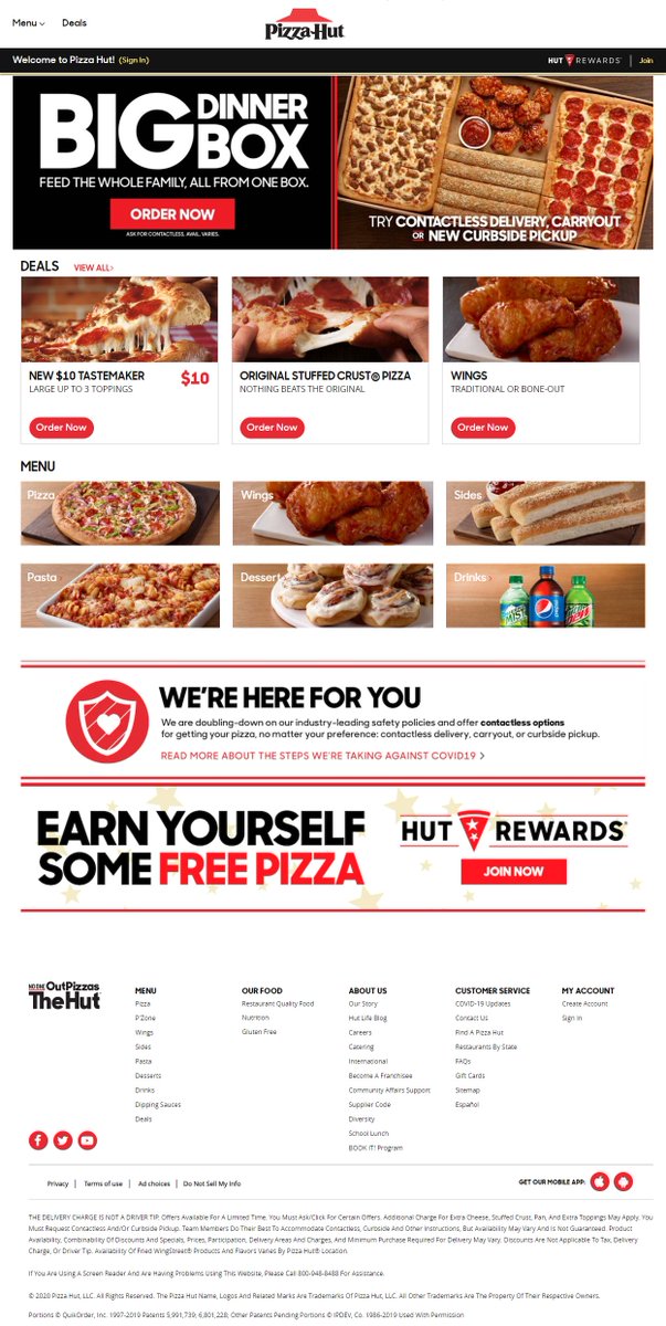 WebDesignMuseum's tweet photo. 24 years of evolution of web design trends. Pizza Hut website in 1996 vs Pizza Hut website in 2020. 
#PizzaHut #InternetHistory https://t.co/AesqrnV7Ld