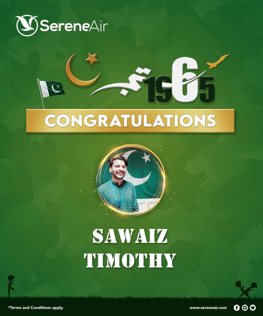 SereneAirPak's tweet photo. Congratulations to the winner of our #DefenceDayContest 🎉 #SereneAir https://t.co/ko0xVL2Kjv