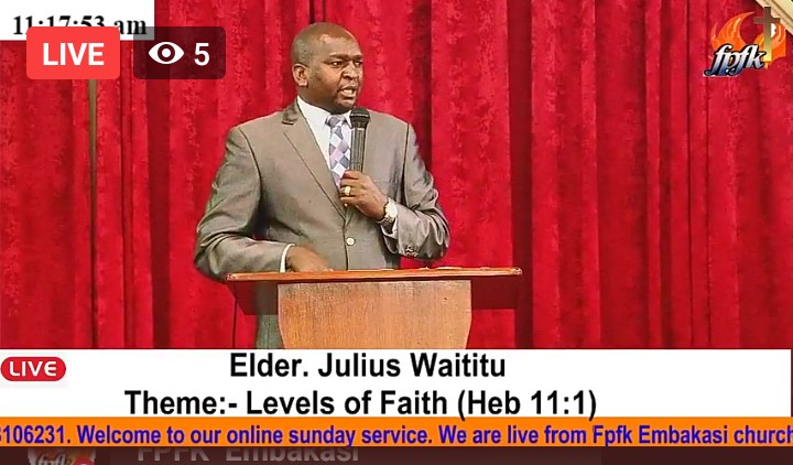 FpfkEmbakasi's tweet photo. Elder Julius Waititu preaching on today on:Levels Of Faith.
#LevelsOfFaith #Faith @HenryMutavi @JWanzala @nzauam https://t.co/iXrqUIX72t