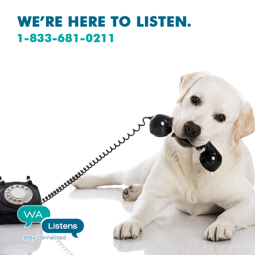 Affected by COVID-19 and need to talk? 
Call us; we'll listen!  WA Listens at 1-833-681-0211. walistens.org