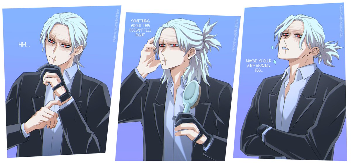 Trevoshere's tweet photo. Shigaraki Tomura, the big antagonist, the symbol of fear who lusts for destruction ☠️
Also Eraserhead's number one fan 🙈💜 https://t.co/KsYe5KKmz0