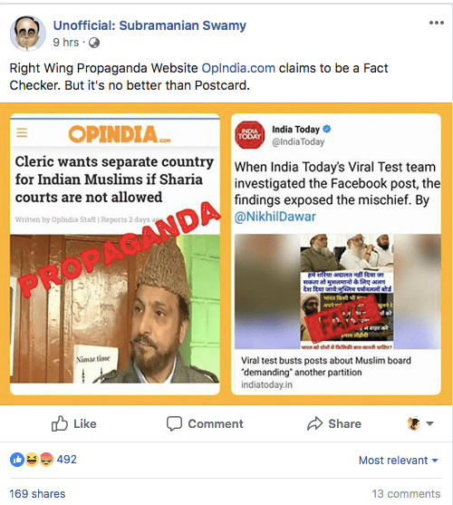 Rasode ka Factchecker  @zoo_bear run page Fact Checked Opindia Article and called it fake.Truth is that they used a different article to say Opindia lied. Real Article which Opindia quoted was a different one.Idiots don't even know how to Google but are  @factchecknet certified