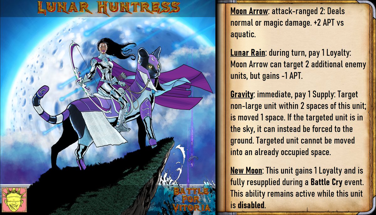 PunkThisStudios's tweet photo. #Lunar #Huntress has affinity with the 4 moons of #Vitoria, and leverage #gravity to influence the battlefield.

Art by @jasonbadower 

https://t.co/q8jay0o1T7 - A #competitive #tabletop #wargame

#strategy #wargaming #boardgames #warbonds #lunarrain #moonarrow #newmoon #hecate https://t.co/HUJN1WNAy3