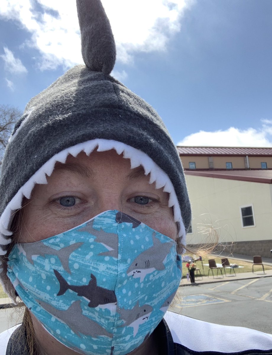 Landlocked33's tweet photo. @HamillHimself @NathanHamill @HamillHimself this is my shark mask for school. I teach 3rd grade and can’t wait to see my students again! https://t.co/9bzTgWAwAD