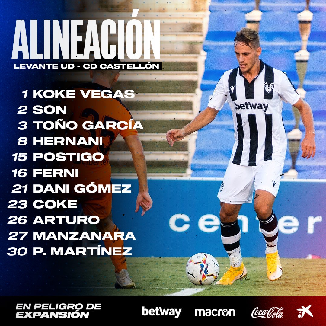 LevanteUD's tweet photo. ALINEACIÓN | ¡Este es el once inicial del #LevanteUD para enfrentarnos al @CD_Castellon!
#PreSeason20 #EnPeligroDeExpansión https://t.co/QWq473MCai