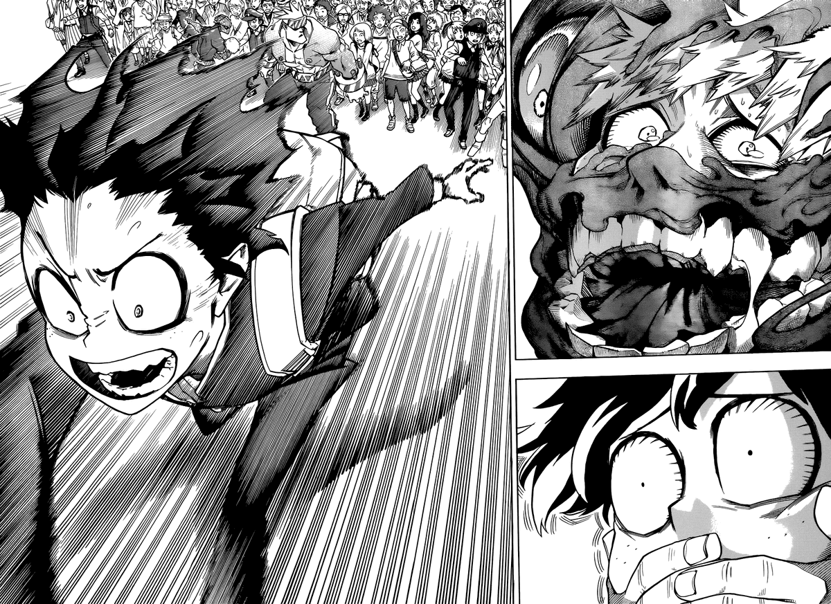 sasukws's tweet photo. deku never run away if its for the sake of protecting others. not back then when he's quirkless. and definitely not right now. https://t.co/A1OyksMwIJ