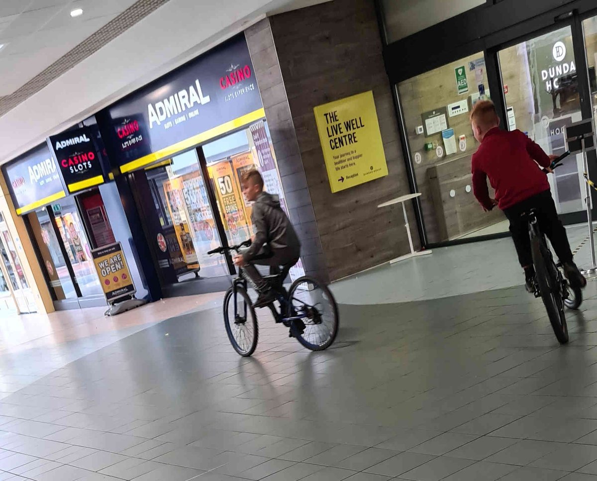 Clevelandalert's tweet photo. Kids riding around shopping centres in Middlesbrough, riding in and out of public in some centres and being a general nuisance. 

@Tees_Issues #middlesbrough https://t.co/JTYR6ItCrN