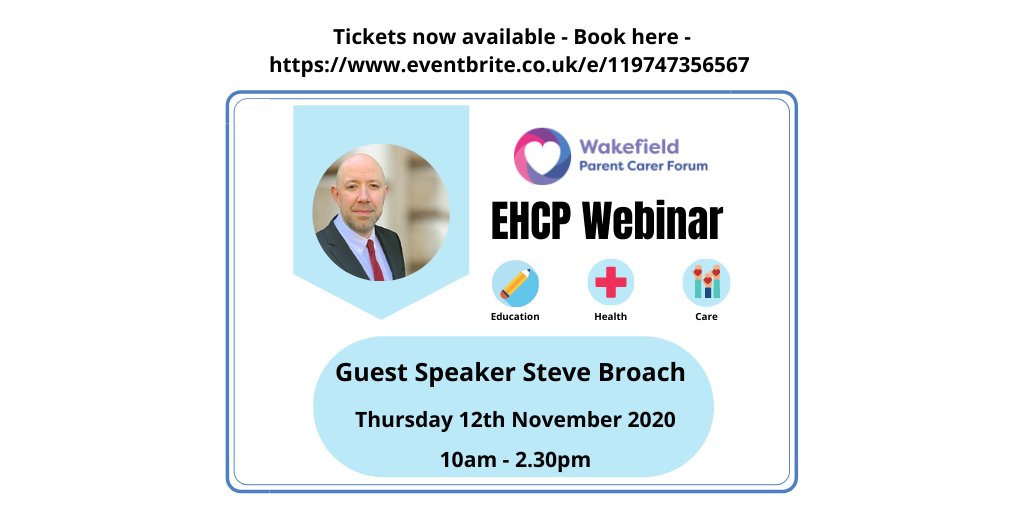 EHCP Webinar with guest speaker Steve Broach, follow the link below to book your ticket 💜