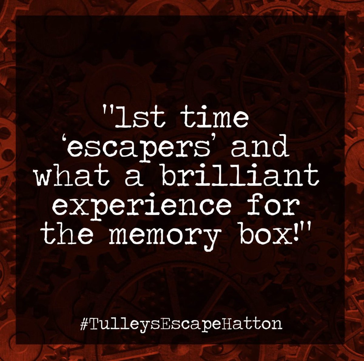 HattonEscape's tweet photo. Its time for you to make some memories! Find the clues, solve the puzzles and ESCAPE! Grab your team and experience
one of our 2 themed Escape Rooms! #TulleysEscapeHatton https://t.co/dlfgyptYwN https://t.co/LtBCsXaC2i