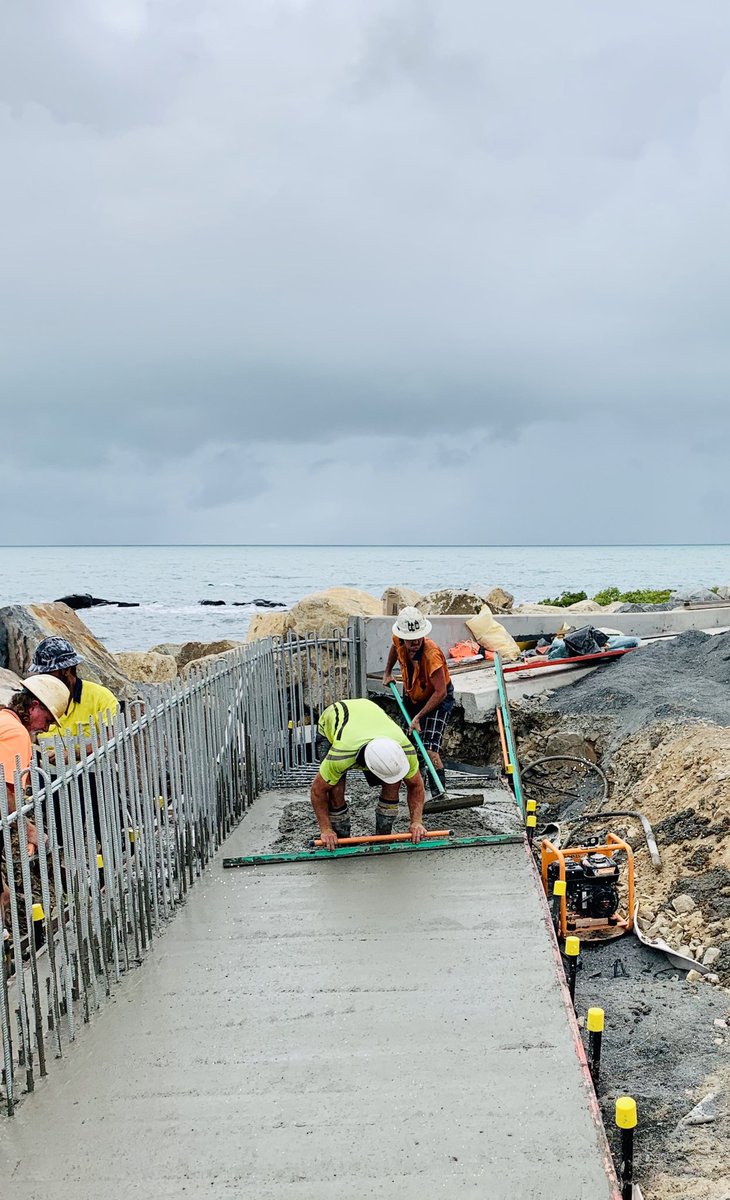 mgncivil's tweet photo. With the pontoon works close to completion, the northern MGN team is back at Clump Point to finish off the car park. It was a close run thing today with the weather, but the team got the concreting complete and protected just in time!  #team #construction #teamwork #mgncivil https://t.co/xf96uVFmLQ