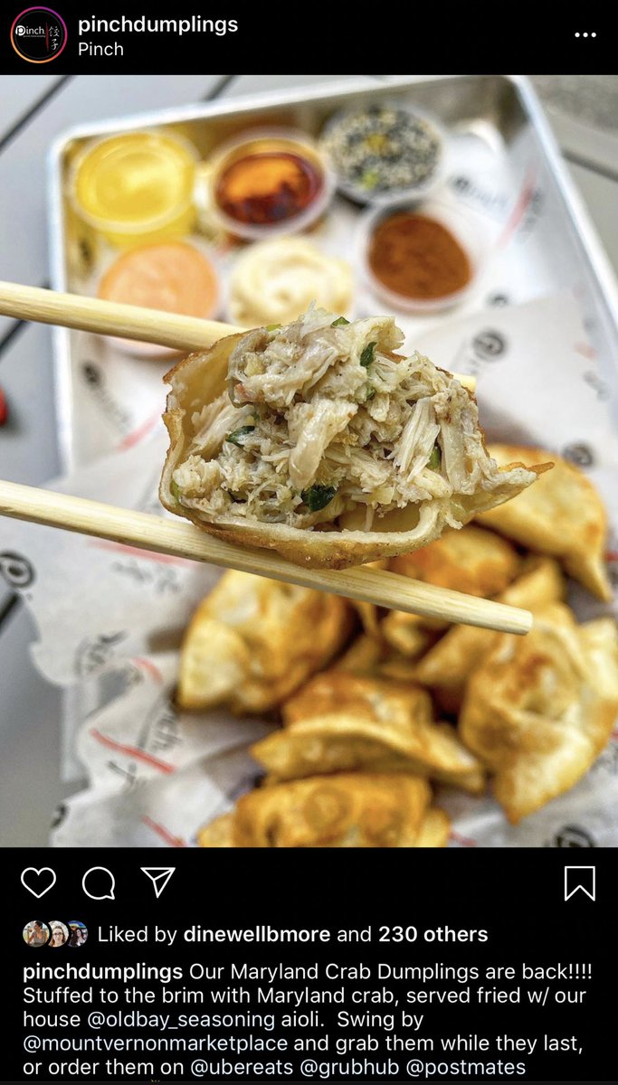 Haven’t tried them yet but...Crab Dumplings from Pinch at @ Mt Vernon Marketplace