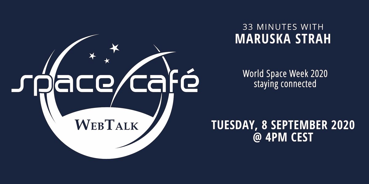 SpaceWatchGL's tweet photo. Joinย usย for an interesting and informativeย #SpaceCafรฉWebTalkย featuringย @strah_maruska, Executive Director of the World Space Week Association. Tomorrow 8 September 2020 at 4:00 pm CEST.
@WorldSpaceWeek #WSW2020 #SpaceCafe #SWGL #Satellites #WebTalk #Space https://t.co/R9R1oiDdO4 https://t.co/SsdH6CFYbs