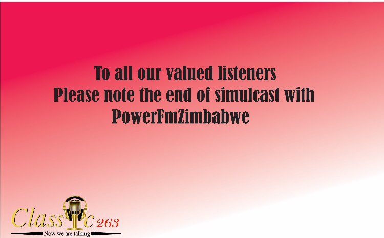 classic263's tweet photo. Please note the end of simulcast with @powerfmzimbabwe ❗️
#Mondaylineup
0000-0300 Kennedy Masawi
0300-0600 Andrew Kiposa
0600-0900 @MoeChanda
0900-1200 @memorynkwe
1200- 1500 @nyarytash
1500-1800 Witness Matema
1800-2100 @timatura
2100-0000 Kudzi Marudza https://t.co/9OJXWETsBc