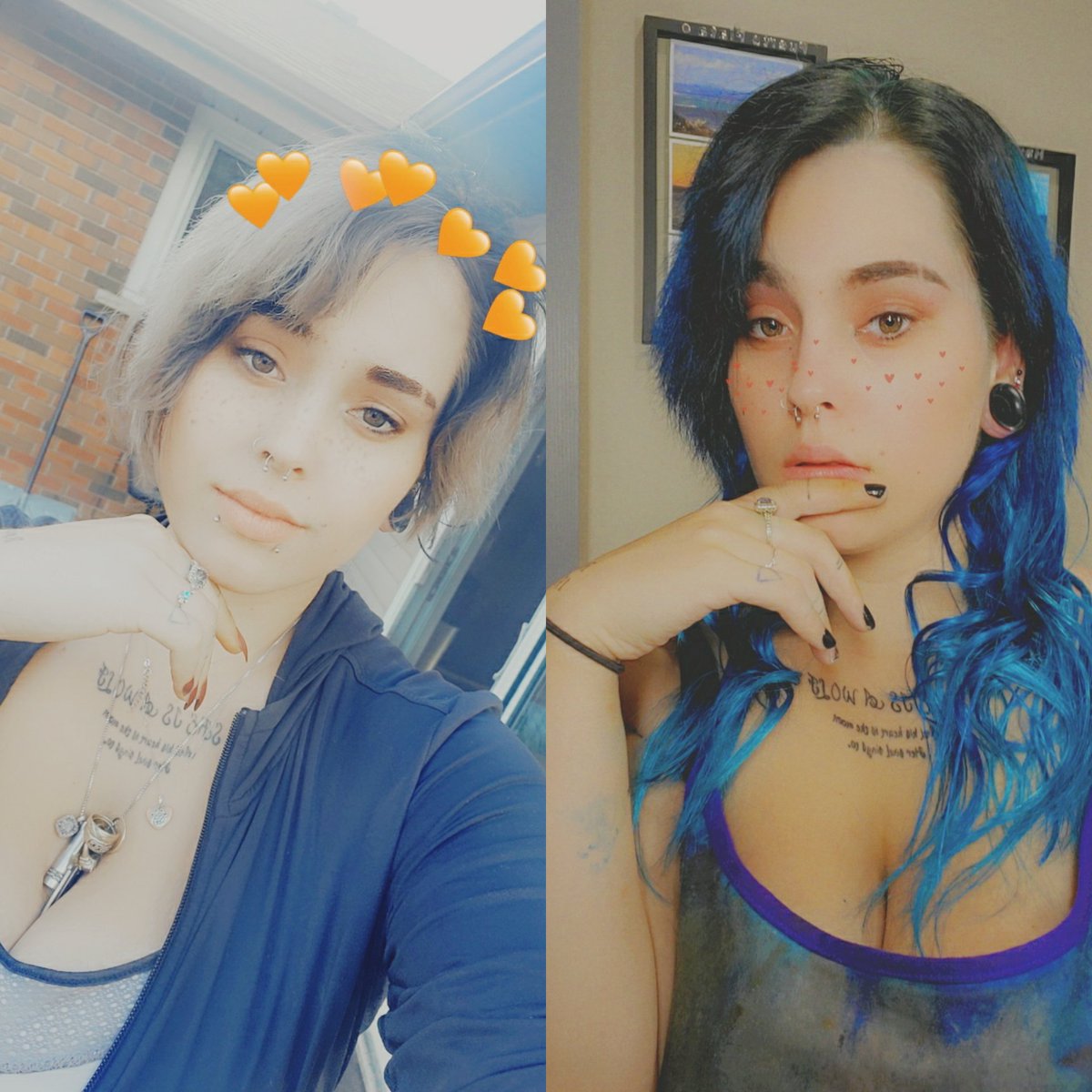 EclipseReckless's tweet photo. From This ⬇️ To that! ⬇️ kinda amazed at the difference will always love my silver hair butets have some fun again ☠
#twitchstreamer #difference #thistothat #silvertobluehair #twitchaffiliate #tattooed #pierced https://t.co/8waX09GzL7