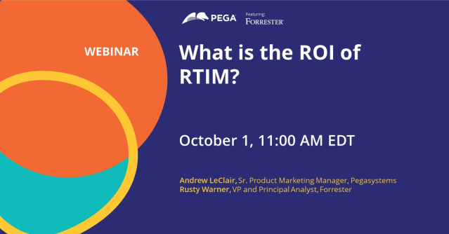 Join Andrew LeClair from Pega &amp; Rusty Warner, VP &amp; Principal Analyst from Forrester for the webinar: "The Risks &amp; Rewards of Real-time, 1:1 Customer Engagement" Oct 1 at 11am EDT. #AI #CustomerEngagement #analytics pe.ga/3jOLN6r