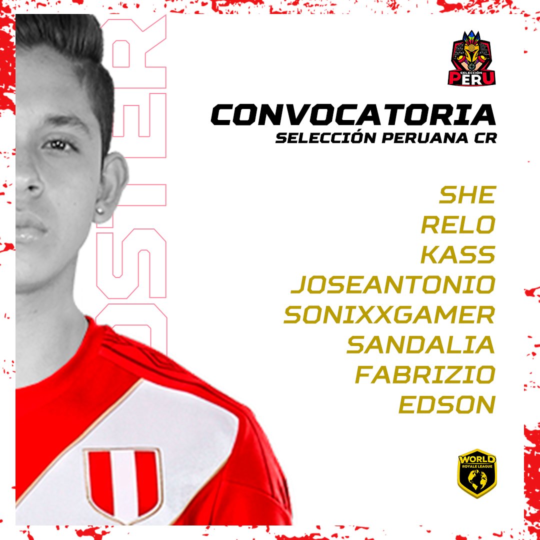📢 ANUNCIO

🔺El día de hoy revelamos nuestro roster oficial, que nos representará en la <a href="/WorldLeagueCR/">World Royale League</a> 🌐.

🔸Daremos todo por dejar el nombre del Perú en alto.

#VamosPerúCarajo #TeamPE 🇵🇪