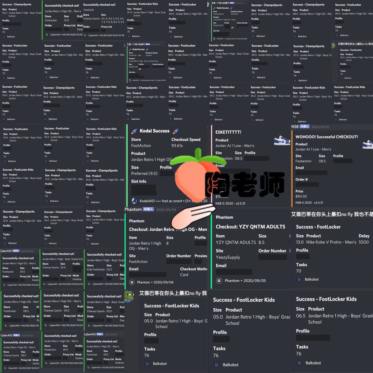 最菜选手
感谢🙏

Bot：
<a href="/balkobot/">balkobot</a>
<a href="/KodaiAIO/">Kodai</a> 
<a href="/Cybersole/">Cybersole</a> 
<a href="/GhostAIO/">Ghost</a> 
<a href="/NSB_Bot/">NSB Bot</a> 

Group：
@RichCookNotify 
<a href="/GLORYNOTIFY/">GLORY NOTIFY</a> 
<a href="/DING_Pro_League/">DING Pro League</a> 
<a href="/NotInService101/">NotInService</a> 

Proxy：
<a href="/richproxy/">Rich嫦娥奔月计划</a> 
<a href="/Profess0r__/">Tbb小作坊</a> 
<a href="/KilluaProxy/">KILLUA_PROXY</a> 
@OmegaProxies 

美卡：
<a href="/NotInService101/">NotInService</a>