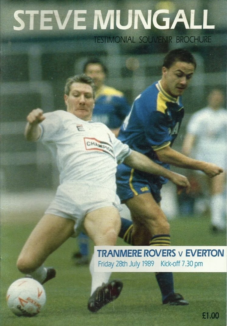 #78 Tranmere Rovers 0-1 EFC - Jul 28, 1989. The first match of Colin Harvey’s 3rd pre-season in charge saw the Blues travel to Prenton Park to provide the opposition for Tranmere legend Steve Mungall’s testimonial. A bumper crowd saw EFC win 1-0 with a goal from Stuart McCall.