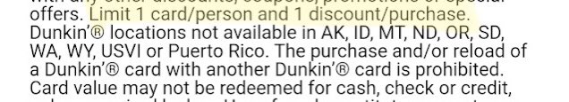 aossipov's tweet photo. Hugely disappointed in @TMobile #TMobileTuesday @dunkindonuts gift card restrictions. Is this really the best time for my entire family to show up and run 4 individual purchases at the store vs just one designated donut supply runner? https://t.co/XU59nYfcxV