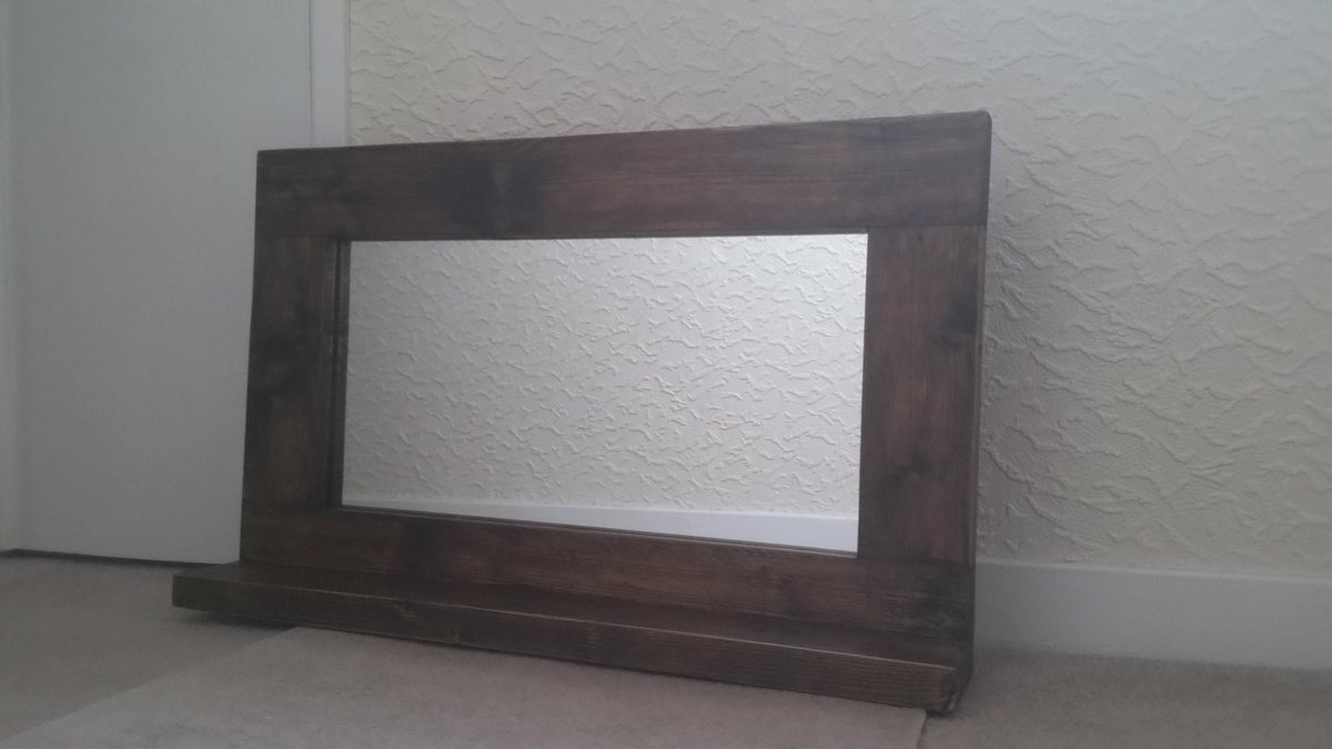 CraftIngrained's tweet image. Excited to share the latest addition to my #etsy shop: Handcrafted Chunky Wooden Mirror with Shelf in Reclaimed Timber  Finished in a Jacobean wax etsy.me/3byej9B