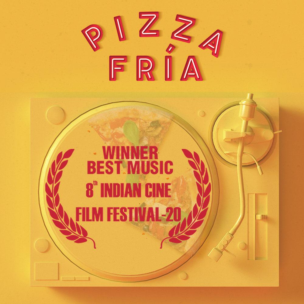 ¡Qué emoción¡ ¡Qué felicidad! 🤗😱 #PizzaFria 🍕, el corto musical de @despop, ha ganado el premio a Mejor Música en la 8ª edición del Indian Cine Film Festival ¡Gracias a #AlbertoRodway, @Detergentepop, @Nosmiran1 + #JoeMoore y @capitansunrise! 🍸🍸🍷🍸🥃🥃