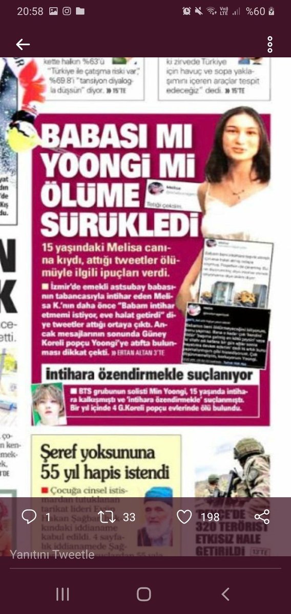 TeenRose_64's tweet photo. Melisanin sesi ol melisa sesini yoongiye duyurmak istedi sen susarsan sende suclusun susma bu ülkeye adalet lazım susmayın #melisaninnsesiol #melisa #adlet https://t.co/A2GfPyVXj5