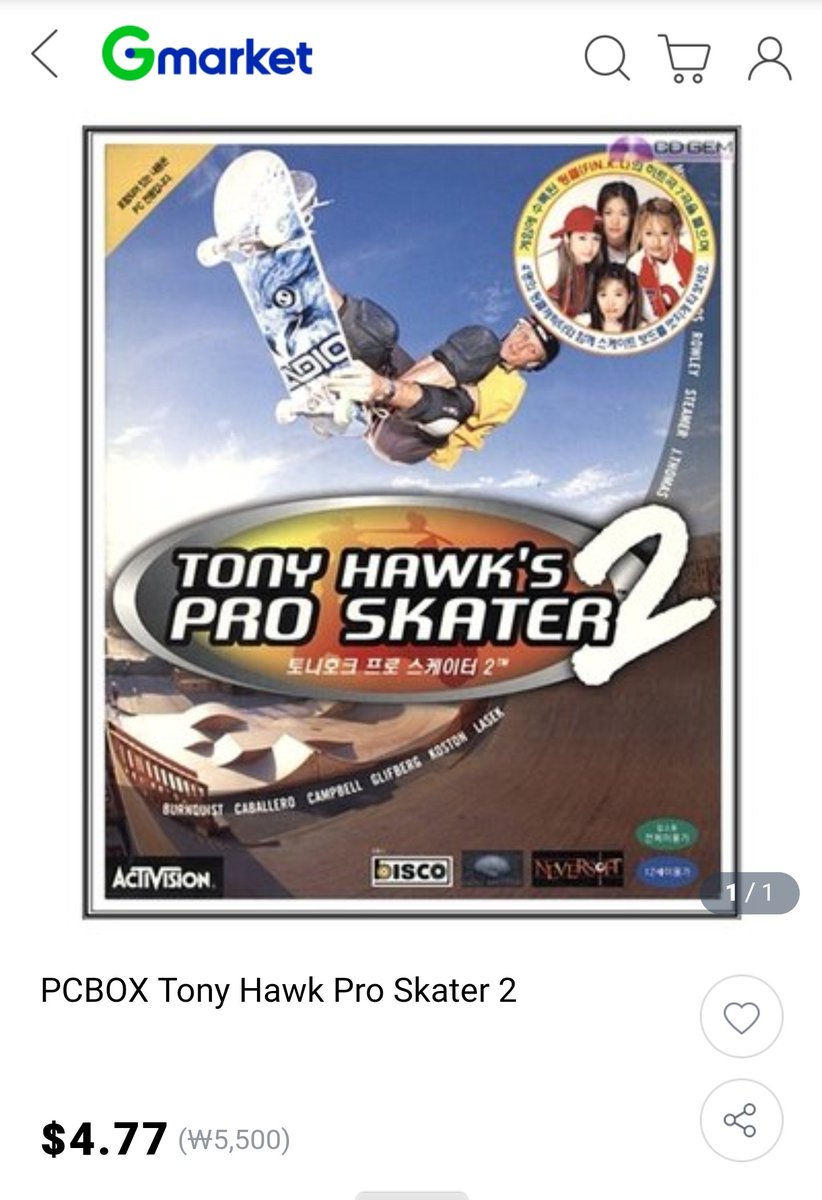 TrulyDaebak's tweet photo. @dark1x It was cool to see you talk about the Korean ver. of THPS 2 with FinKL!

You can still actually buy a brand new copy of it (big box PC packaging too) for just under $5.

Still one of the coolest pieces of obscure gaming history that I own.

- Andrew https://t.co/DZqoWNDP92