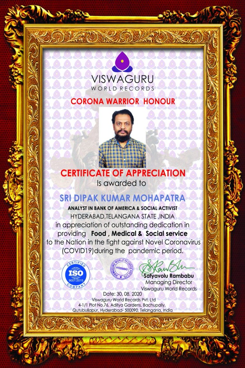 SaveOurTemples's tweet photo. Congratulations @DipakNami for the great service to humanity

#TeamIndiaFirst is really proud of your selfless service to the society during #COVID19 

@OfficeOfDGP @narendramodi @DrGPradhanFC @patrakari https://t.co/YrtDeoYZmW