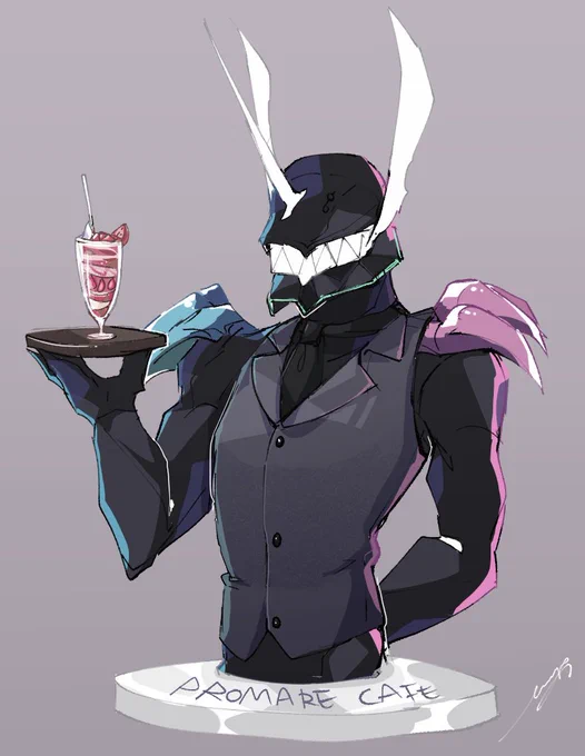 I just dreamed about that they open a Promare Cafe and selling Lio armor acrylic stand which is in butler cloth like this 