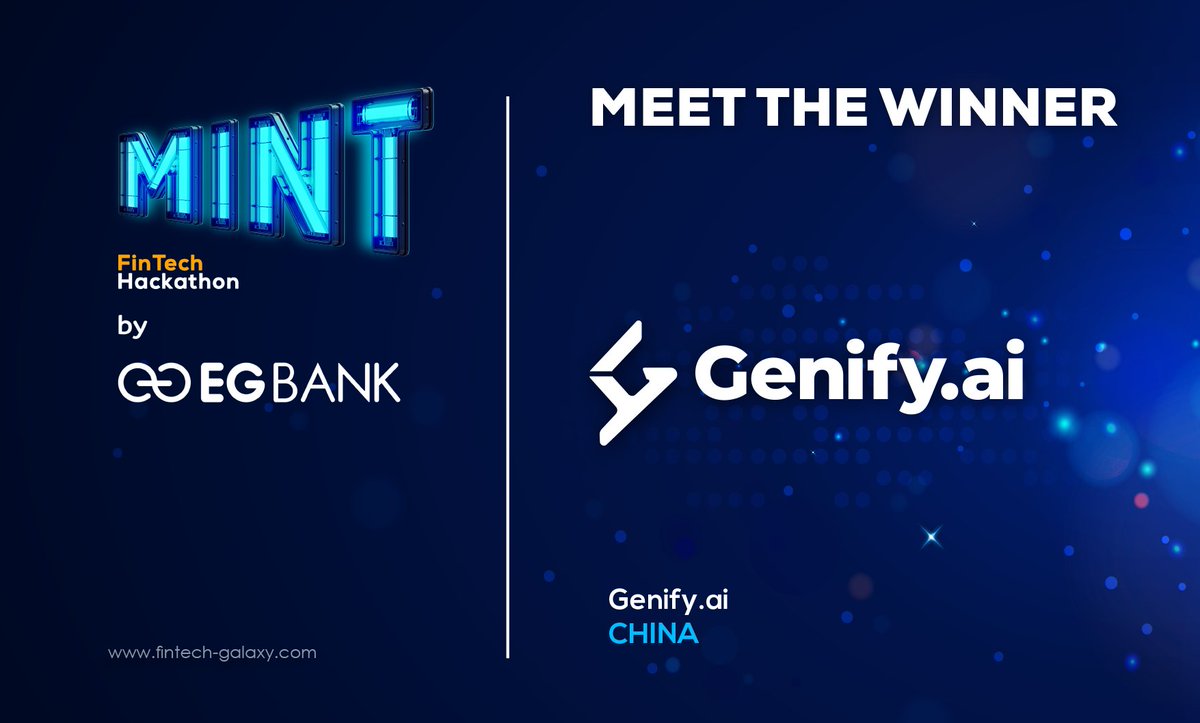 FintechGalaxy's tweet photo. Congratulations 💥💫🌟 to #GENIFY & #Mawlny, the winners of #MINT Hackathon by #EGbank, run on @FintechGalaxy’s #FinX22!
#FintechGalaxy #hackathon #digitalinnovation #fintech #technology #innovation #digitaltransformation #arabhackathon #MINThackathon #startup #business https://t.co/DvkvU2CCCk