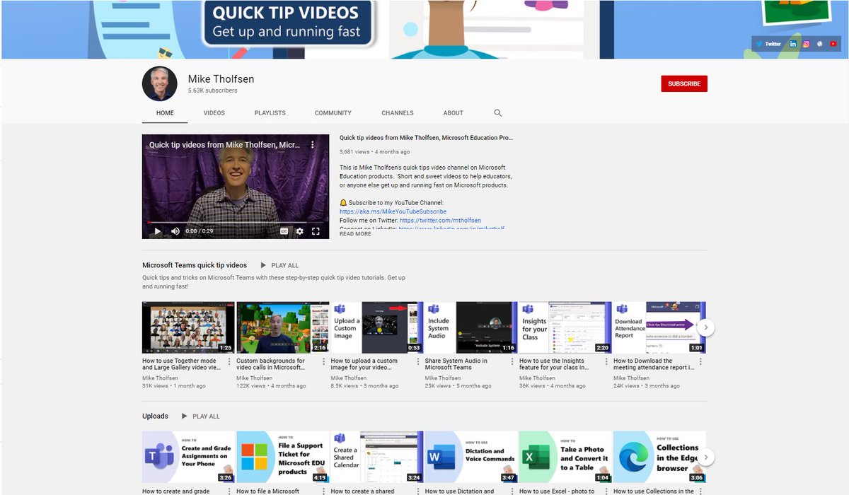 UPDATED! With back-to-school in full swing, I'm adding daily "quick tip" videos to my YouTube channel. Lots more coming ⏩  

📺 #MicrosoftTeams
📺 Inclusive Classroom
📺 #OneNote 
➕Lots more

Subscribe👉aka.ms/MikeYouTubeSub…

Ring the 🔔for notifications

#edtech #MIEExpert